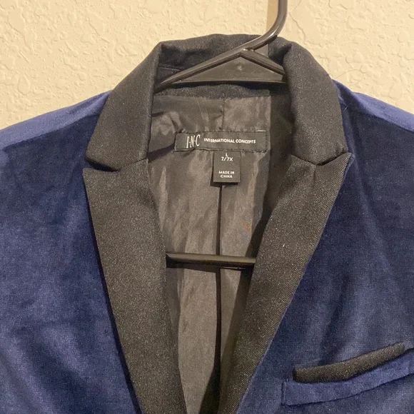 COPY - COPY - Inc size 7 L blue velvet jacket and check shirt - Picture 2 of 4